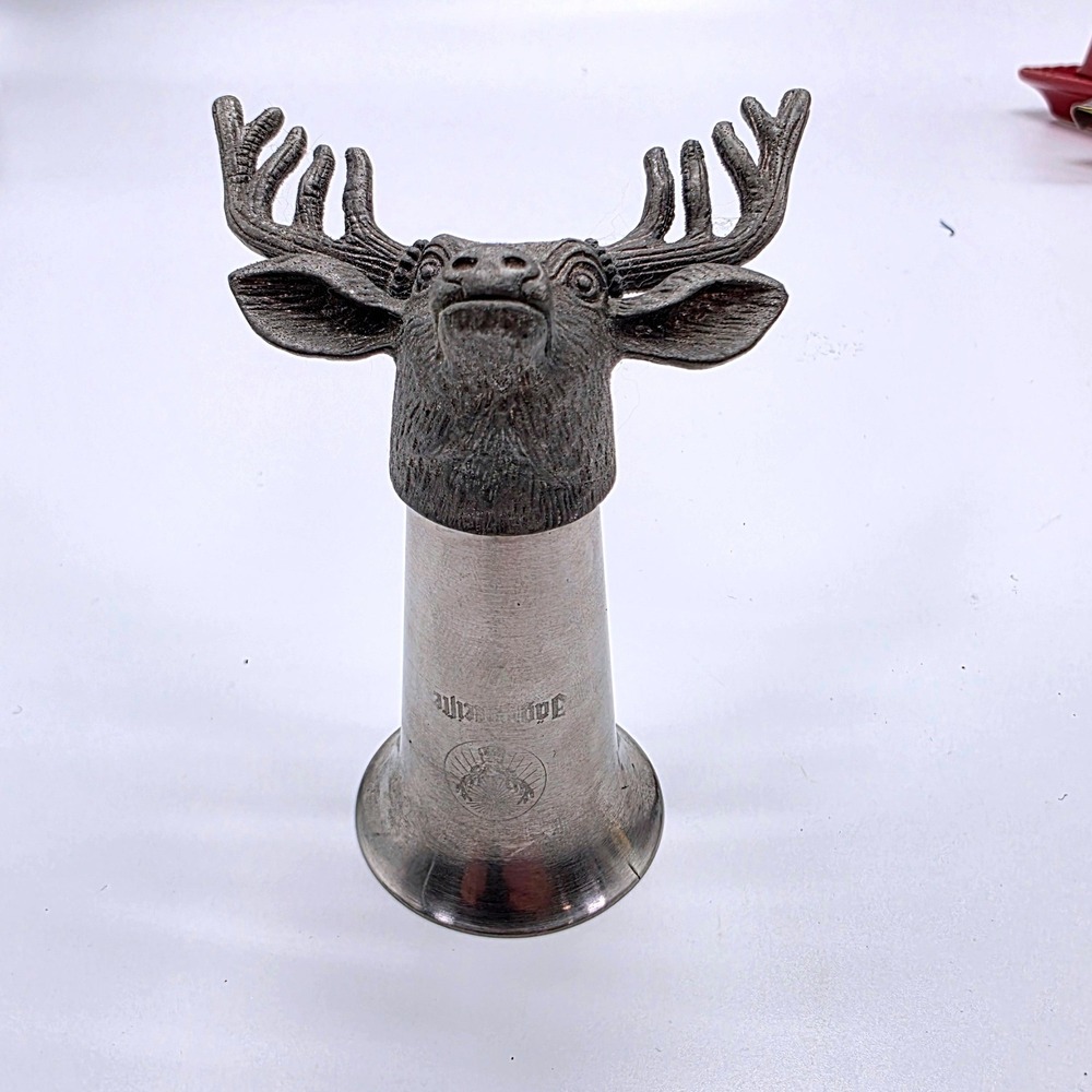 Jagermeister Stag Head Shot Glass Pewter Style Deer Antler Barware Silver